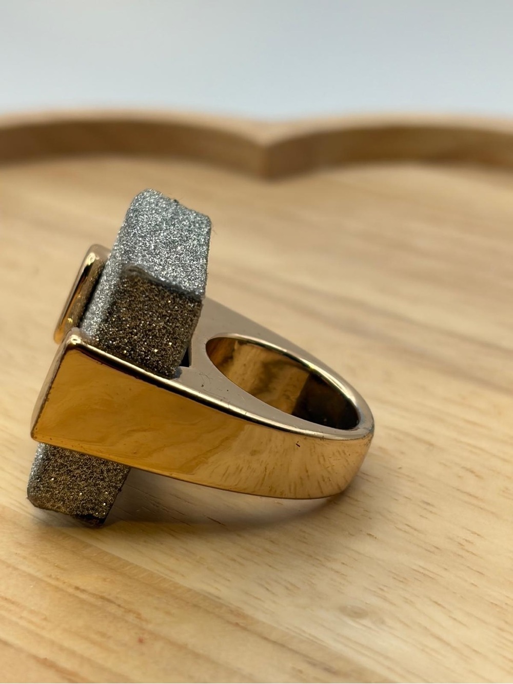 Aldo  Gold Rectangular Minimalist Ring - Picture 5 of 7